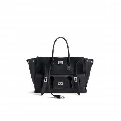BALENCIAGA WOMEN'S BEL AIR SMALL CARRY ALL BAG IN BLACK 8125452ABAW1000 (29.5*20.3*11.9cm)